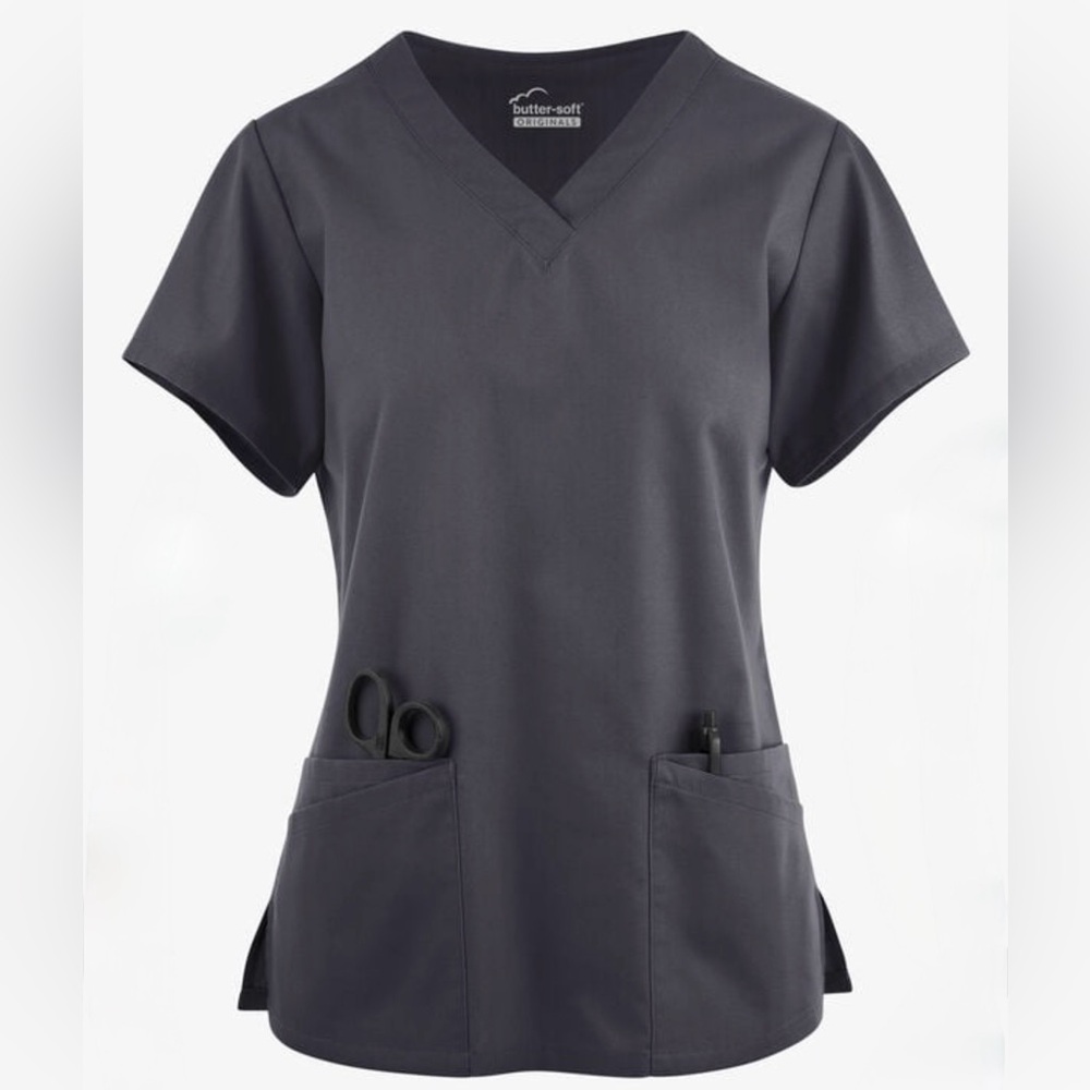 Butter-Soft Charcoal Gray Scrub Set